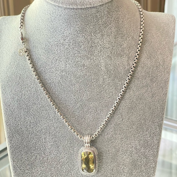 David Yurman Albion Pendant Necklace with Lemon Citrine 18" - Picture 9 of 10